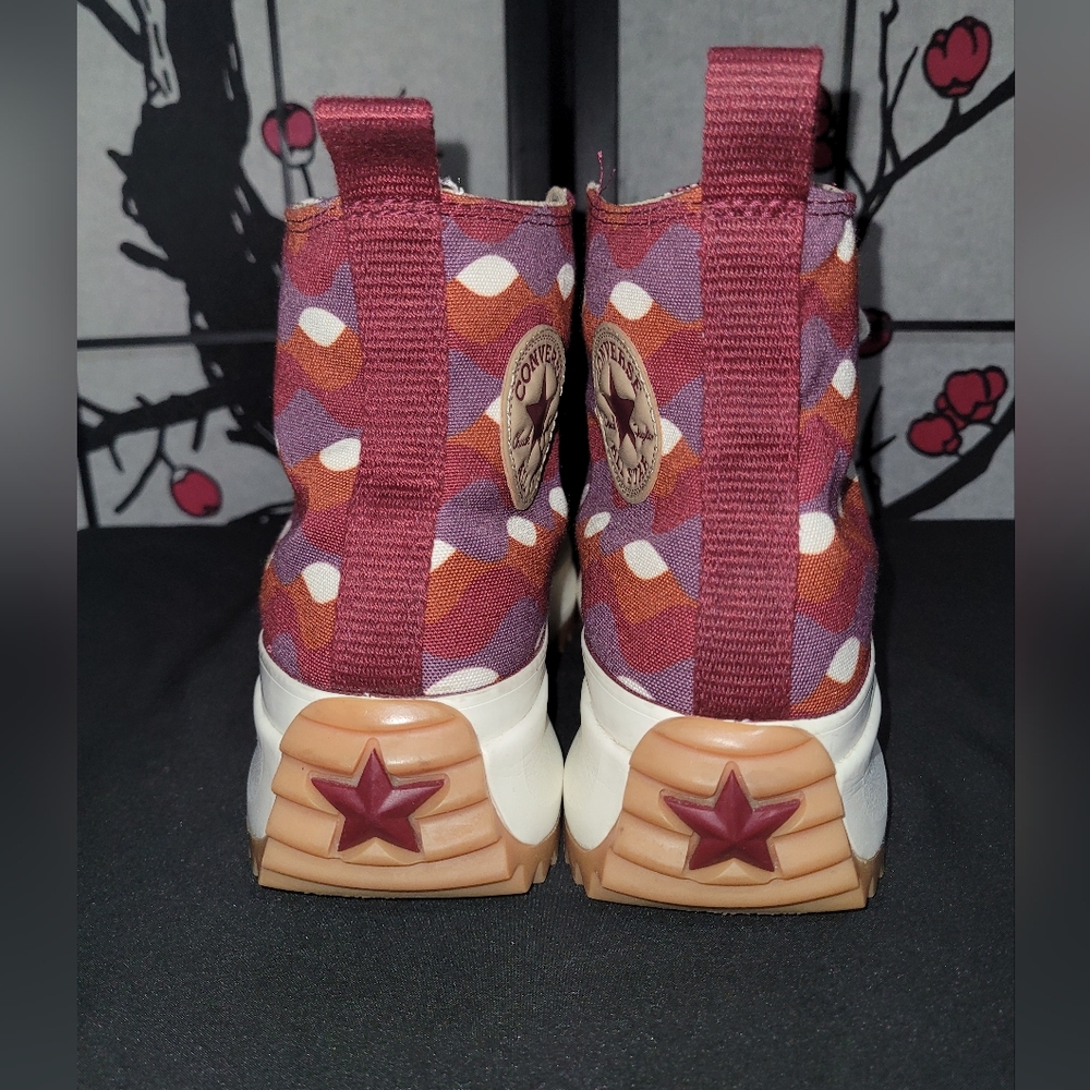 Converse Run Star Hike Platform Sneakers - Maroon and Cream - Picture 4 of 6